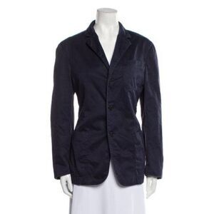 Prada Authentic Solid Midnight Blue Long Sleeve Blazer Jacket US 12 IT 48 Large